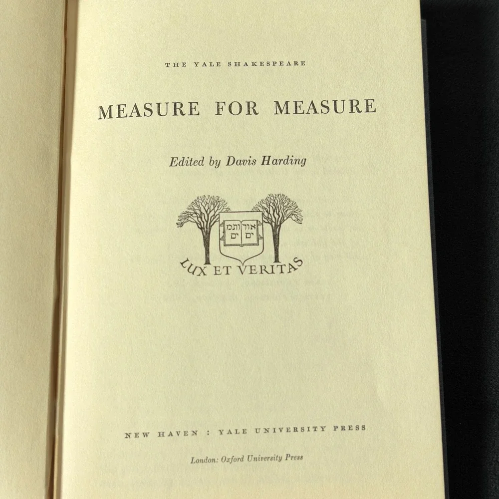 The Yale Shakespeare: Measure for‎ Measure – Davis Harding (Hardcover, 1954)